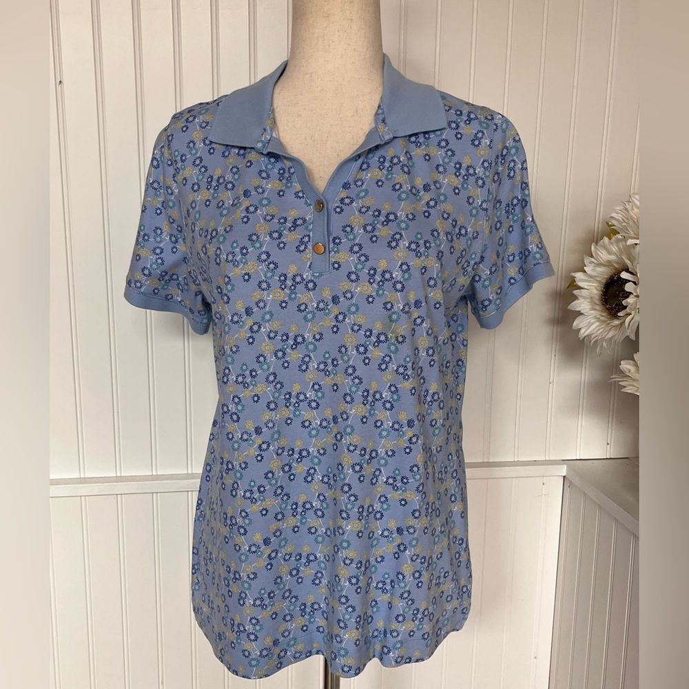 Short Sleeve Polo Willow Print Top